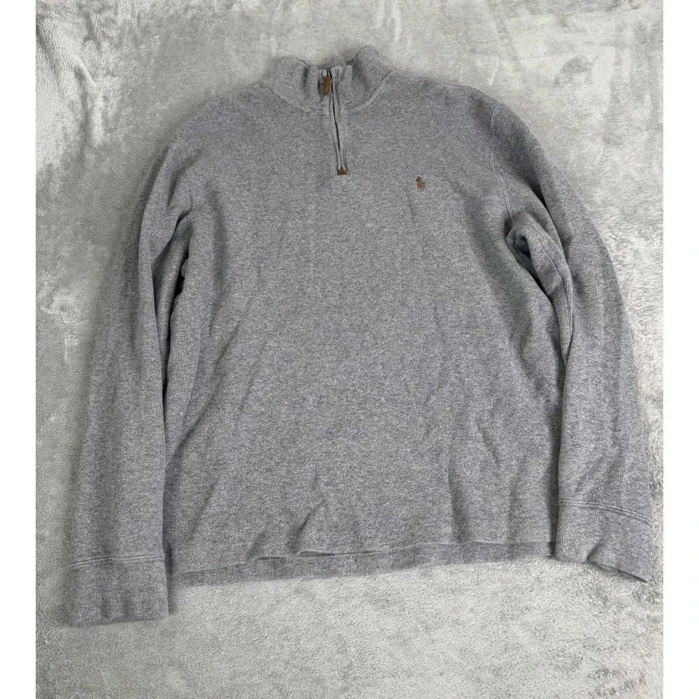 Polo Ralph Lauren 1/4 Zip Pullover Sweater Men's Size Large Gray Preppy